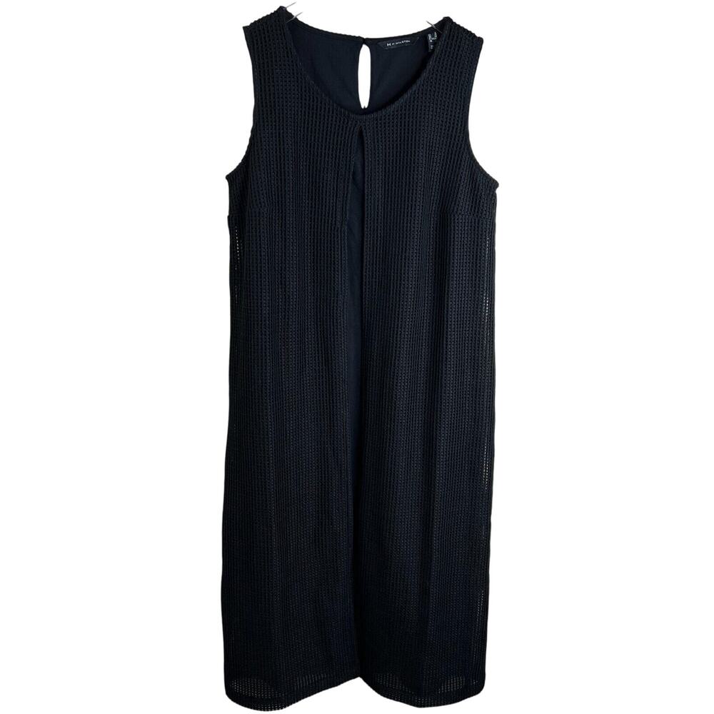 H by Halston Black Sleeveless Dress 8 Texture Classic Work Career Capsule Staple